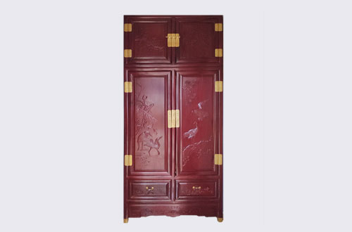 长泰高端中式家居装修深红色纯实木衣柜